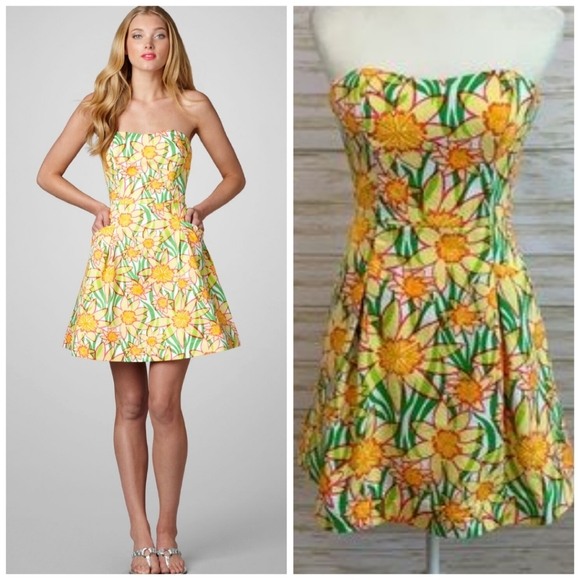 Lilly Pulitzer Dresses & Skirts - Lilly Pulitzer Blossom Dobby Classic Daffies Print Strapless Dress Daffodils